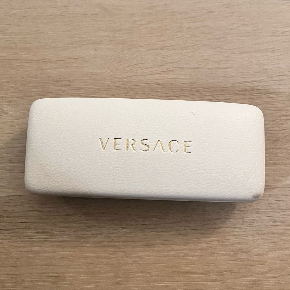Versace Cream Eyeglasses or Sunglasses Case – Hard Shell with Logo